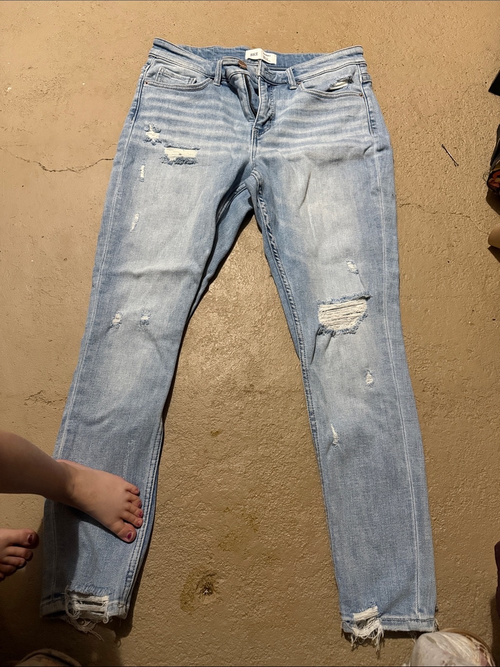 BKE Light Blue Distressed Skinny Jeans